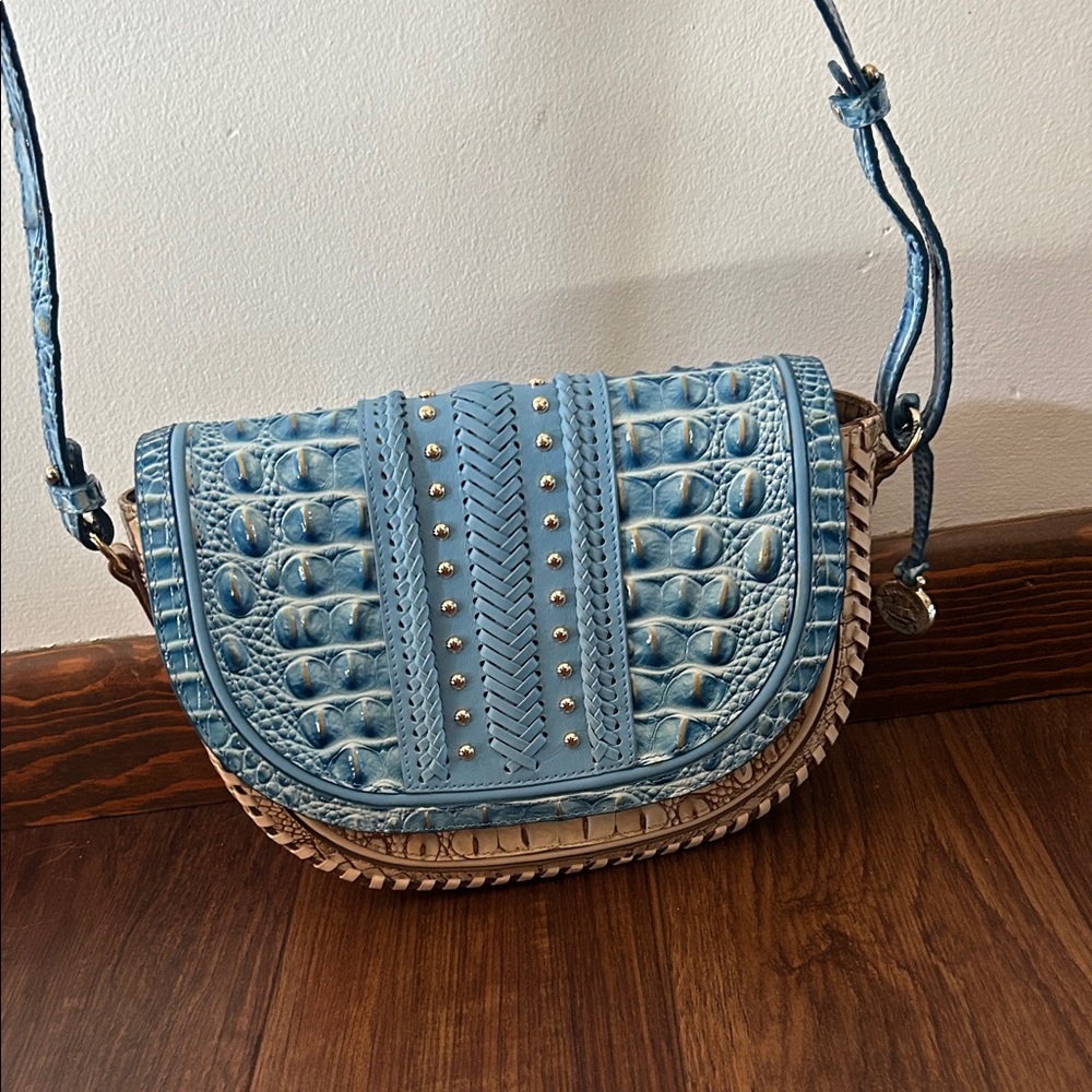 Brahmin Ella Connery Cerulean Leather Crossbody Shoulder Bag